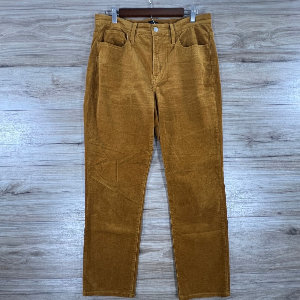 J.Crew Womens 30 Straight Leg Corduroy Pants Gold High Rise Stretch